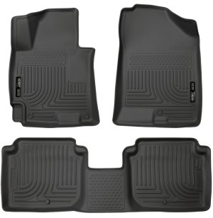 Hyundai Elantra Floor Liners - Front + Rear - Husky Liners - WeatherBeater - Black - `14-`16